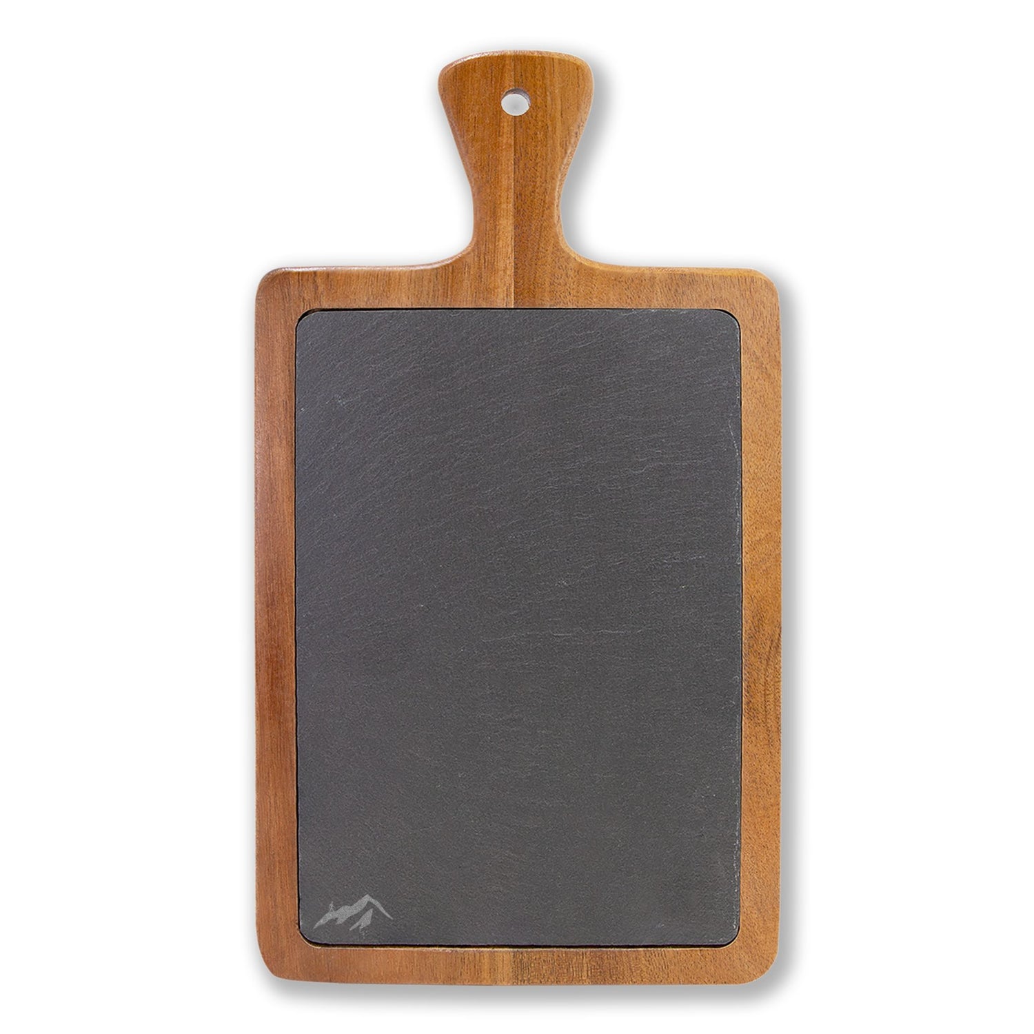Engraved Acacia Charcuterie Board with Slate Insert — Crimson Heights Cheese Serving Set