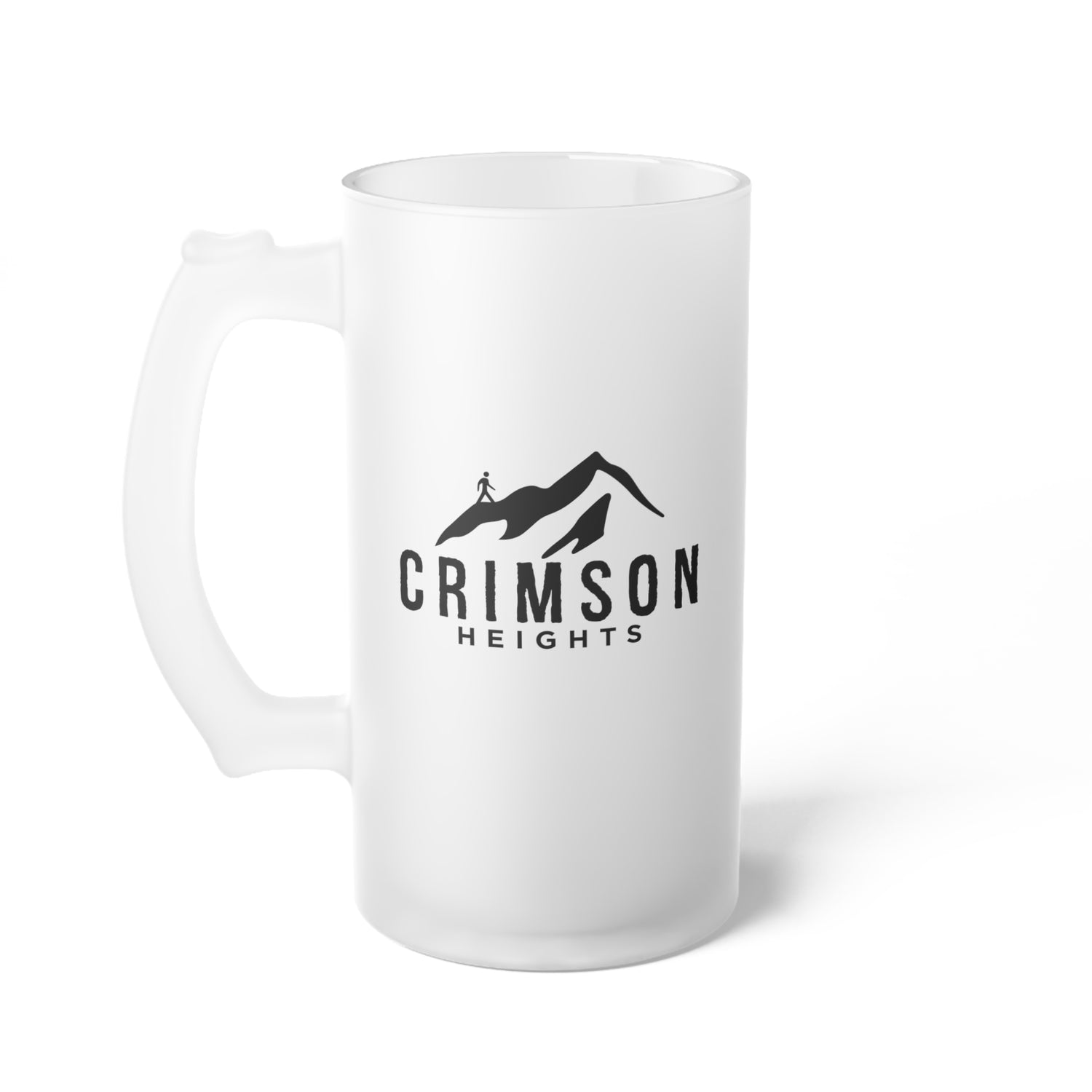 Frosted Glass Beer Mug — Mountain Logo Pint Mug for Craft Beer Lovers