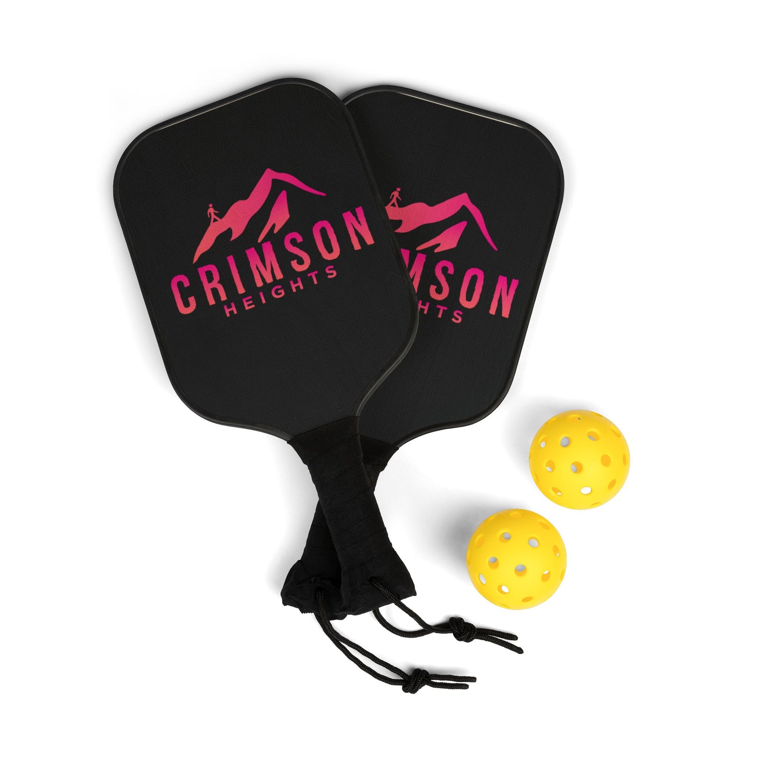 Crimson Heights Pickleball Paddle Set – Lightweight Pickleball Kit with Logoed Paddles & Balls